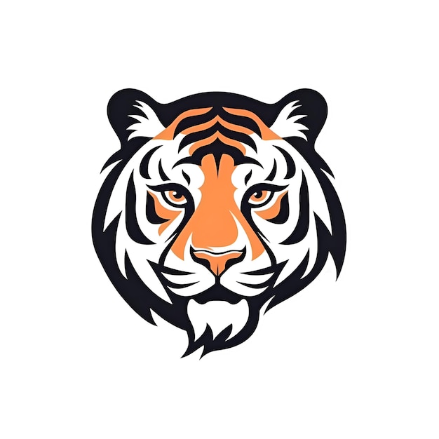 Illustration vectorielle de tête de tigre isolée sur fond blanc Modèle de mascotte pour équipe sportive