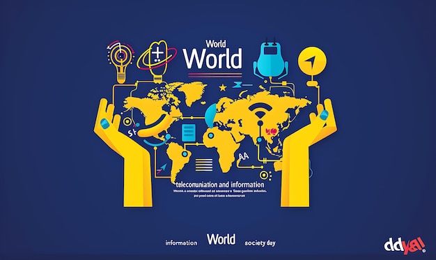 Illustration vectorielle vibrante pour la journée mondiale des télécommunications et de la société de l'information