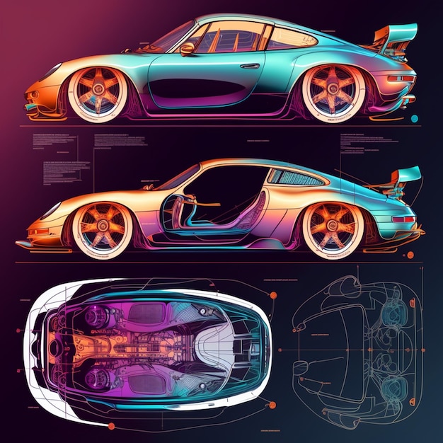 Photo illustration vectorielle de voiture accélérant dans le style illustration vectorielle de voiture captivante