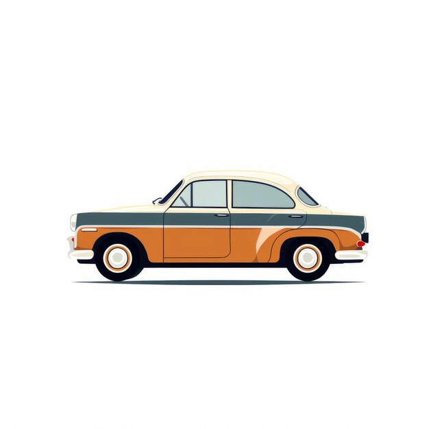 Illustration vectorielle de voiture vintage minimaliste sur fond blanc