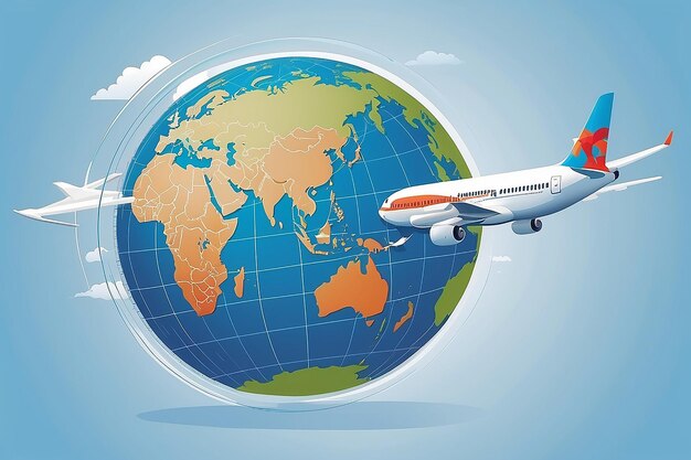 Photo illustration vectorielle des voyages en avion sur le globe