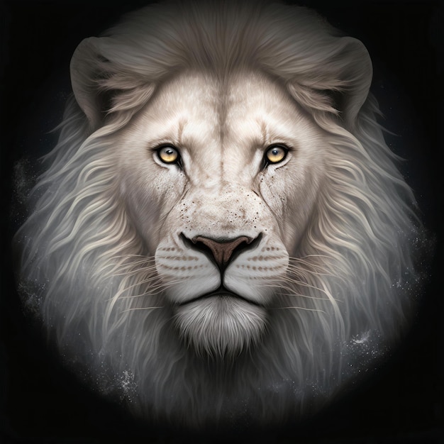 Illustration vectorielle de la vue de face d'une tête de lion, design étonnamment parfait