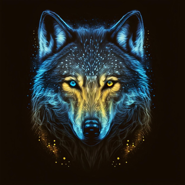 Illustration vectorielle de la vue de face d'une tête de loup, design étonnamment parfait