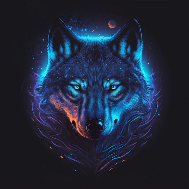 Illustration vectorielle de la vue de face d'une tête de loup, design étonnamment parfait