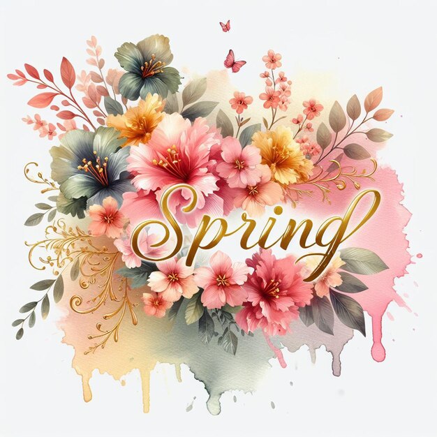 Illustration de vente de printemps à l'aquarelle sur fond blanc