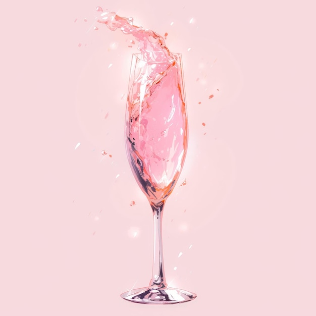 illustration verre à champagne en rose