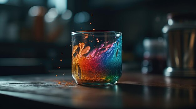 Illustration d'un verre rempli de liquide coloré 3d