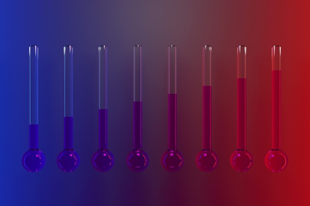 Photo illustration de la verrerie avec des liquides pour laboratoire