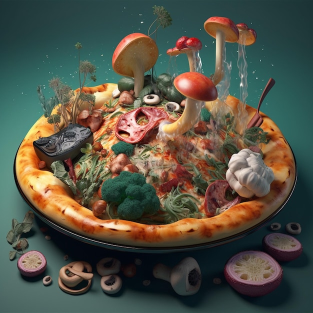 illustration vibrante d'une pizza dans le style pop art audacieux