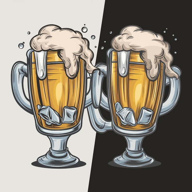 Une illustration vibrante d'une tasse de bière
