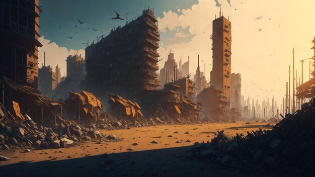 Illustration d'une ville post-apocalyptique dans l'art