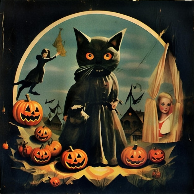 Une illustration vintage d'Halloween