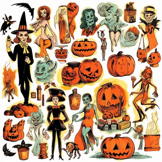 Photo une illustration vintage d'halloween