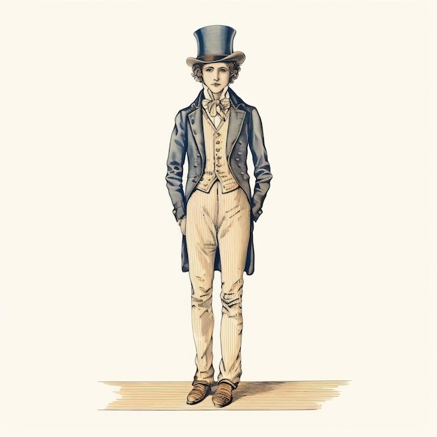 Photo illustration vintage d'un homme en tenue traditionnelle avec un chapeau