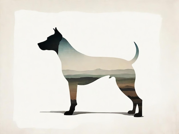 Photo une illustration vintage minimaliste d'une peinture d'animaux sur la nature