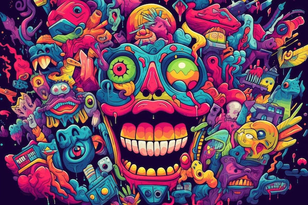 Illustration de visage Candycore vibrant