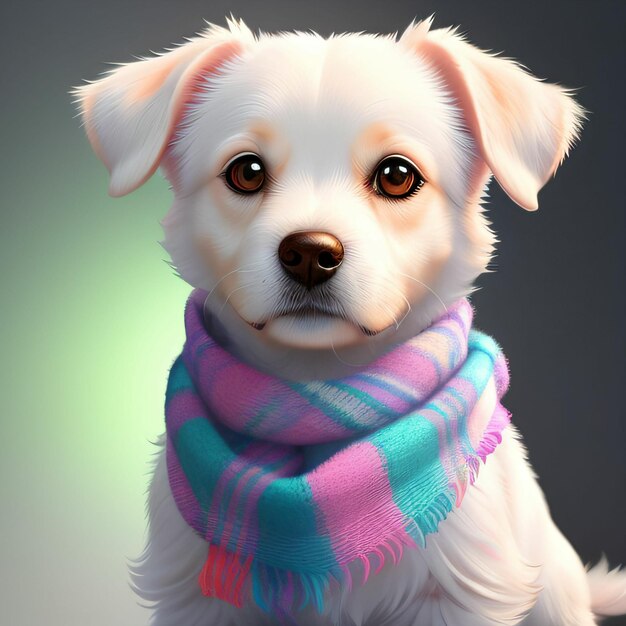 illustration d'un visage de chien portant un foulard coloré