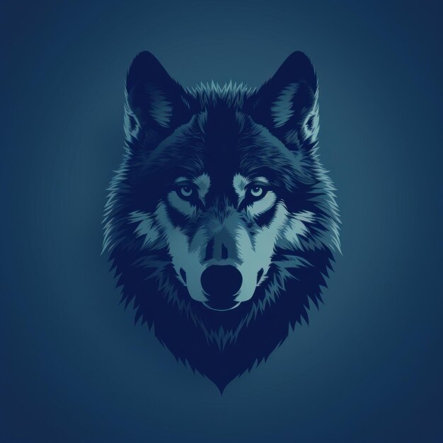 Illustration d'un visage de loup au design plat et vibrant