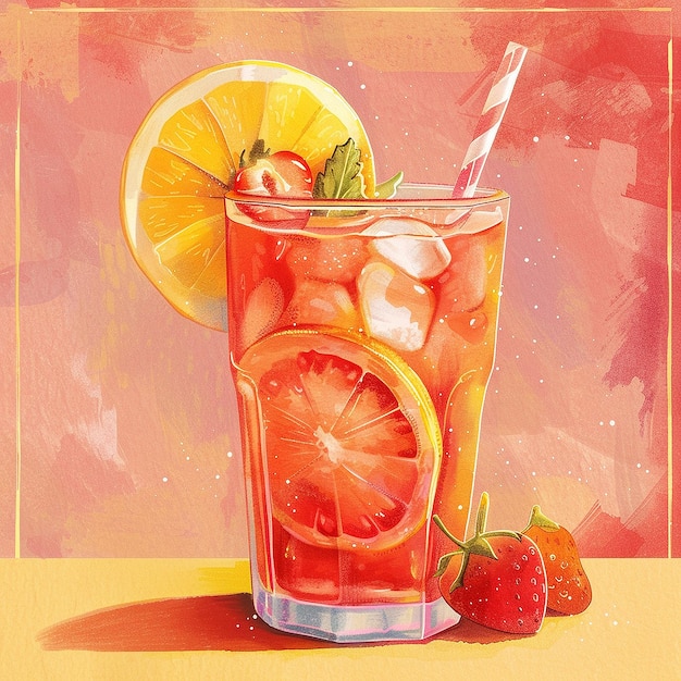 Une illustration vivante d'un cocktail de fruits