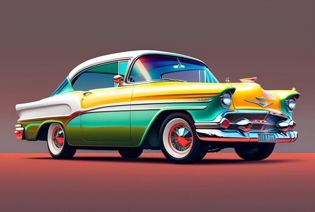 UNE ILLUSTRATION D'UNE VOITURE AVEC UNE COULEUR VINTAGE AI GÉNÉRÉE