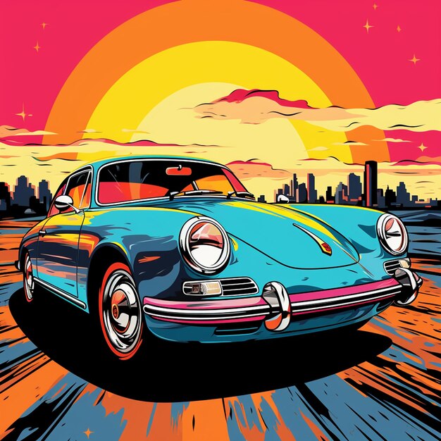 illustration de voiture dans le style pop art