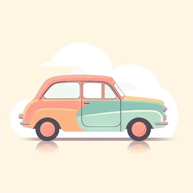 Photo illustration de voiture minimaliste sur fond blanc