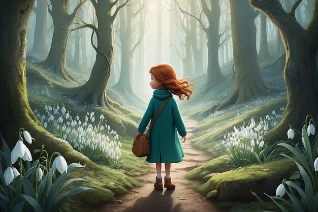 Photo illustration voyage du personnage enchanted snowdrop forest