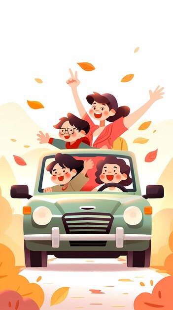 Photo illustration de voyage en famille pour les petites et longues vacances de la onzième fête nationale