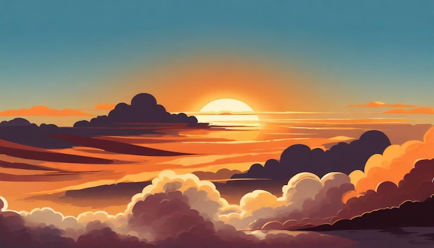 illustration de la vue du paysage nuageux à l'horizon