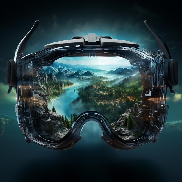 illustration de la vue regardant à travers le casque de réalité augmentée Ultr
