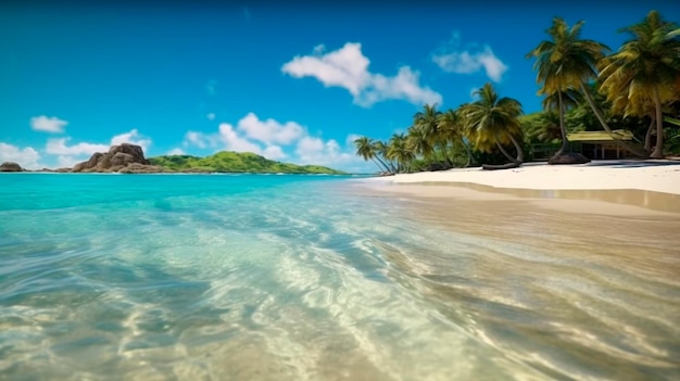 Illustrationîles paradisiaques avec plage de sable IA générative