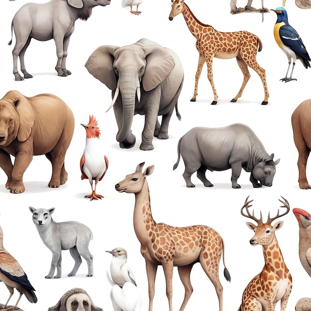 Illustrations d'animaux sur fond blanc