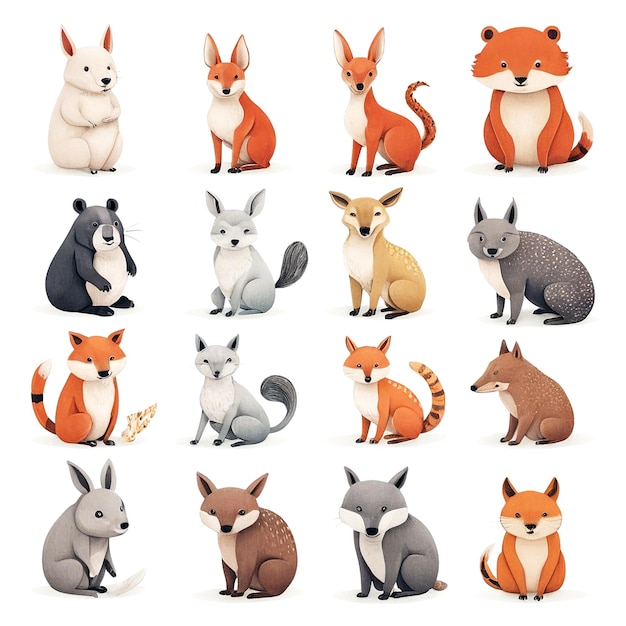 Illustrations d'animaux sur fond blanc