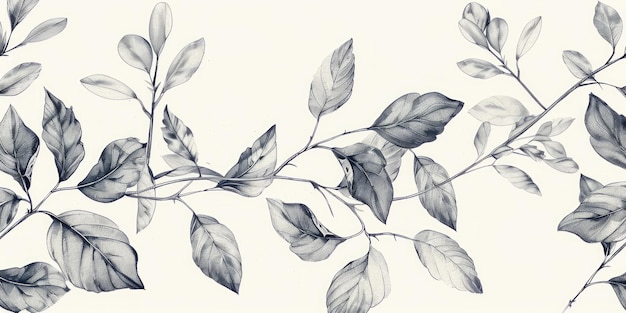 Photo des illustrations botaniques délicates une beauté exquise dessinée à la main sur un fond blanc