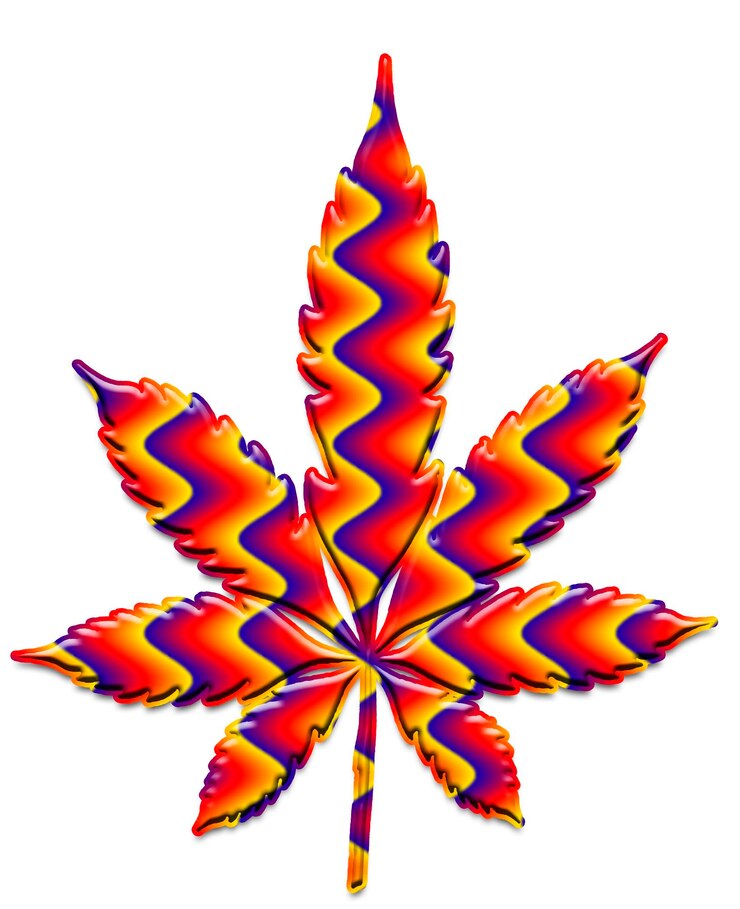 Photo illustrations colorées de logo de feuille de cannabis pour votre travail