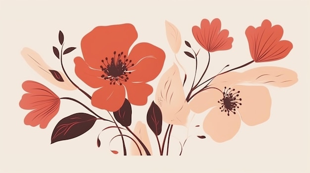 Des illustrations créatives minimalistes dessinées à la main, un fond floral à la mode.