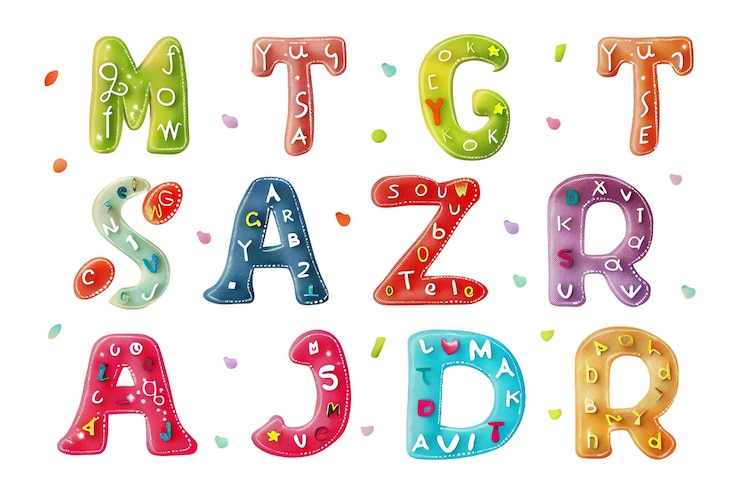 Photo illustrations de découpes de lettres