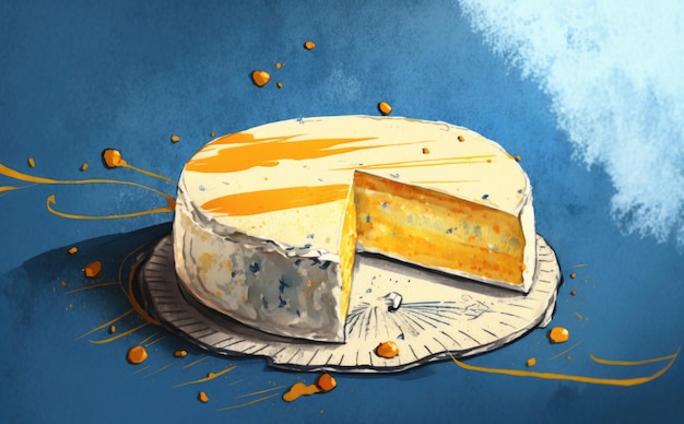 Illustrations dessinées de fromage camembert aquarelle générées par ai