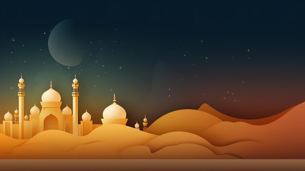 Illustrations de dessins animés 3D de mosquées et de lanternes produites pour le festival sacréAI généré