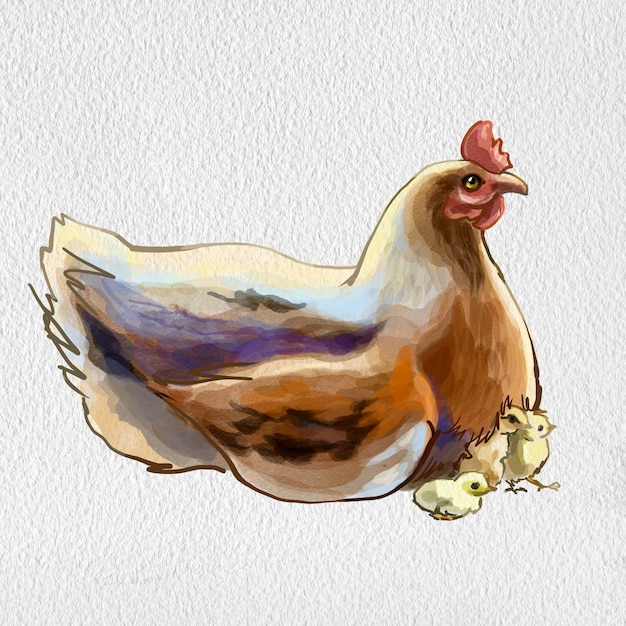 Illustrations de l'élevage de poulets domestiques