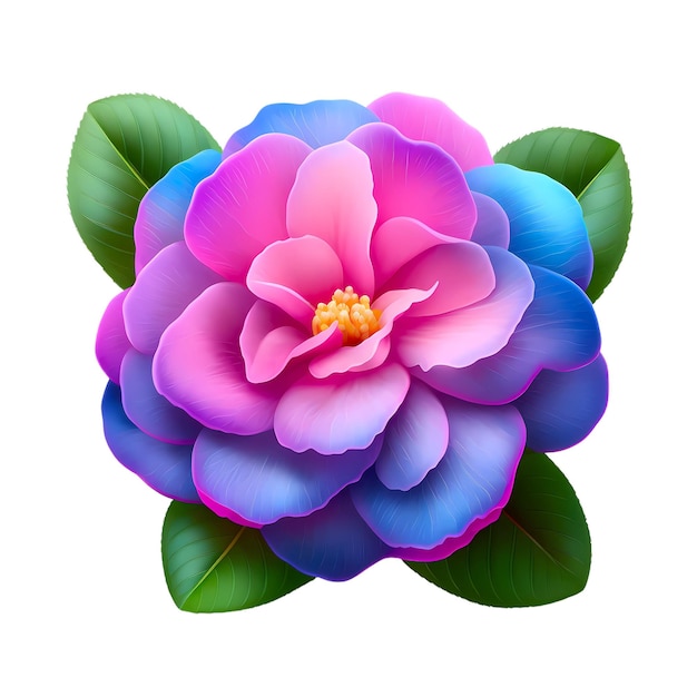 Photo illustrations de fleurs de camélia roses et bleues des dessins botaniques élégants