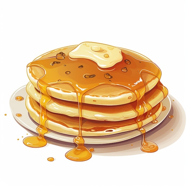 Illustrations de jeu 2d Sirop d'érable versé sur des crêpes