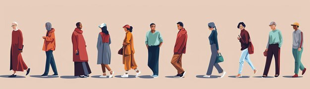 illustrations de personnes de différentes formes et à des fins dans le style d'échelle gigantesque