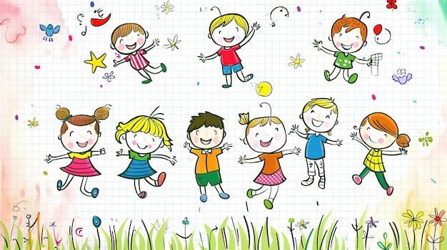Illustrations promotionnelles pour le festival de dessins animés de la Journée mondiale de l'enfance générées par AI