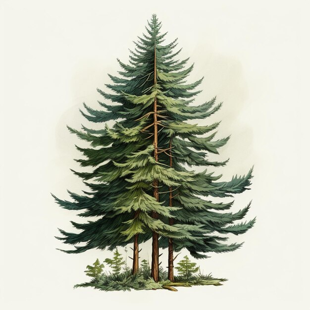 Photo les illustrations de sapins sont très détaillées.