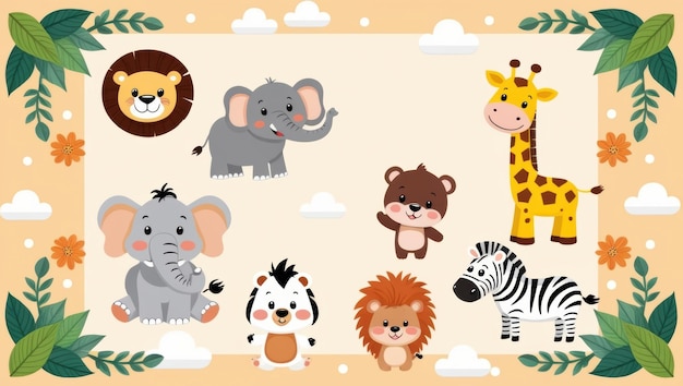 Des illustrations simples d'animaux dessinées à la main pour les enfants