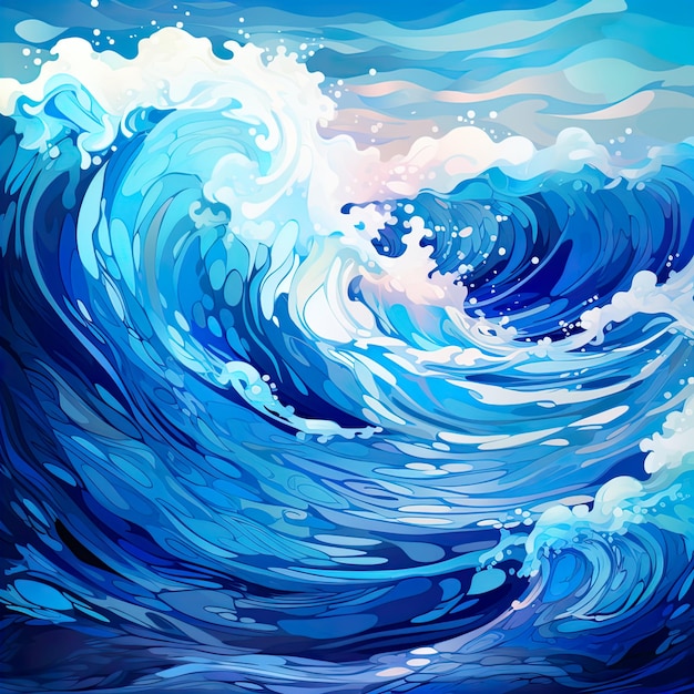 Illustrations vagues bleues claires colorées Générer Ai