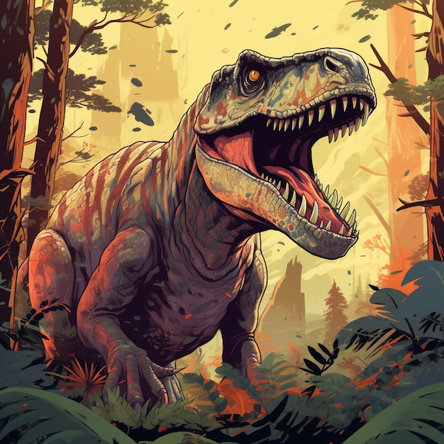 Des illustrations vectorielles de dinosaures sur le papier peint T-rex