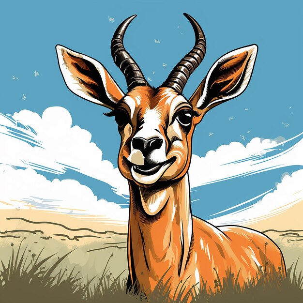 Photo illustrez une antilope souriante qui profite de son temps dans la nature.