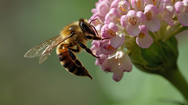 Illustrez la mutualité entre une abeille et une fleur en fleur.